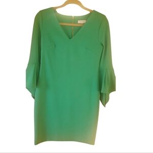 Calvin Klein Emerald Green V- Neck L/S Mini Dress Size 6